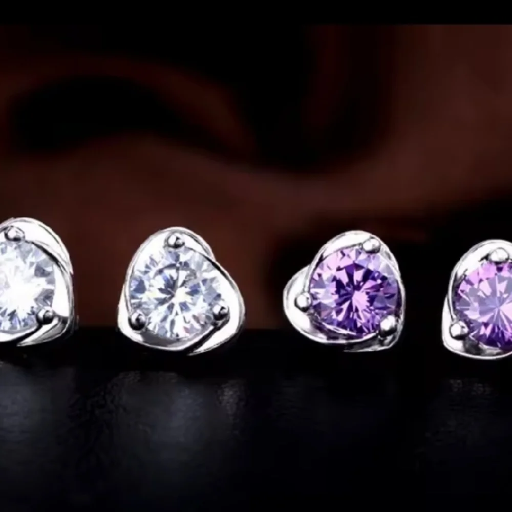 Elegant Purple Gemstone Stud Earrings - Picture 3 of 4